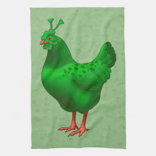 Funny Green Mars Alien Huhn Handtuch
