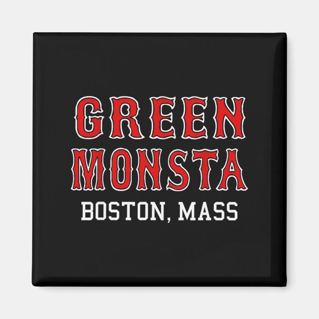 Funny Green Monstah Boston M New England  Magnet (Vorne)