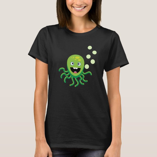 Funny Green Octopi T-Shirt (Vorderseite)