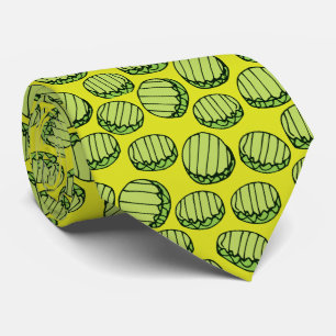 Funny Green Pickle Slices Pattern Novelty Krawatte