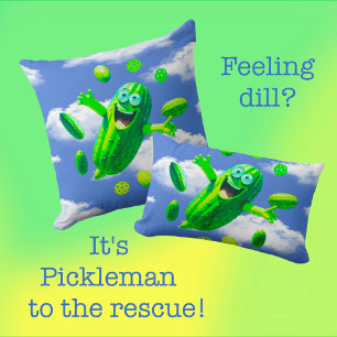 Funny Green Pickleman im Himmel Kissen