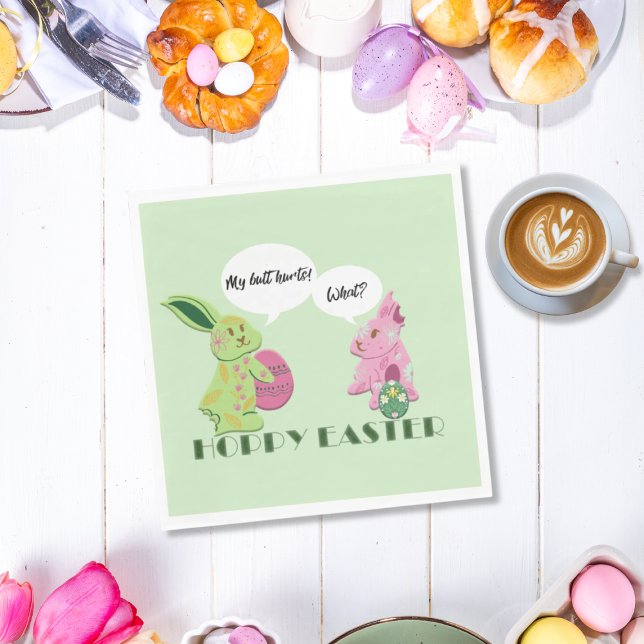 Funny Green Pink Oaster Bunnies Illustration Serviette (Von Creator hochgeladen)