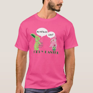 Funny Green Pink Oaster Bunnies Illustration T-Shirt