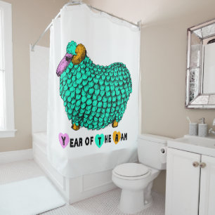 Funny green Ram Chinese Year Zodiac Dusche C Duschvorhang