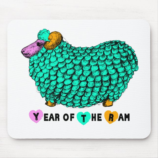 Funny Green Ram Chinese Year Zodiac Mousepad (Vorne)