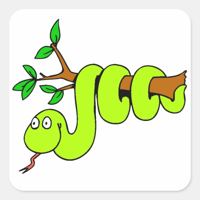 Funny Green Snake Sticker (Vorderseite)
