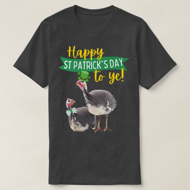 Funny Green St Patrick's Day Gift Guinea Hen Fowl T-Shirt (Design vorne)