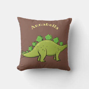 Funny green stegosaurus dinosaurus Cartoon Kissen