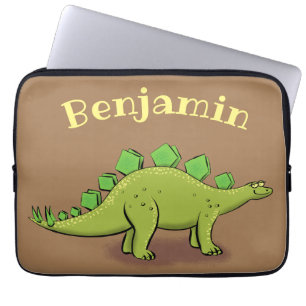 Funny green stegosaurus dinosaurus Cartoon Laptopschutzhülle