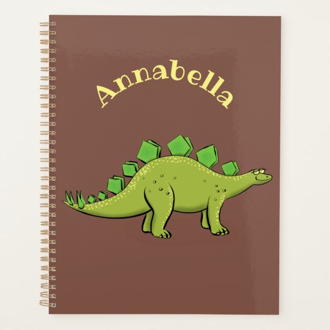 Funny green stegosaurus dinosaurus Cartoon Planer (Vorderseite)