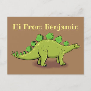 Funny green stegosaurus dinosaurus Cartoon Postkarte