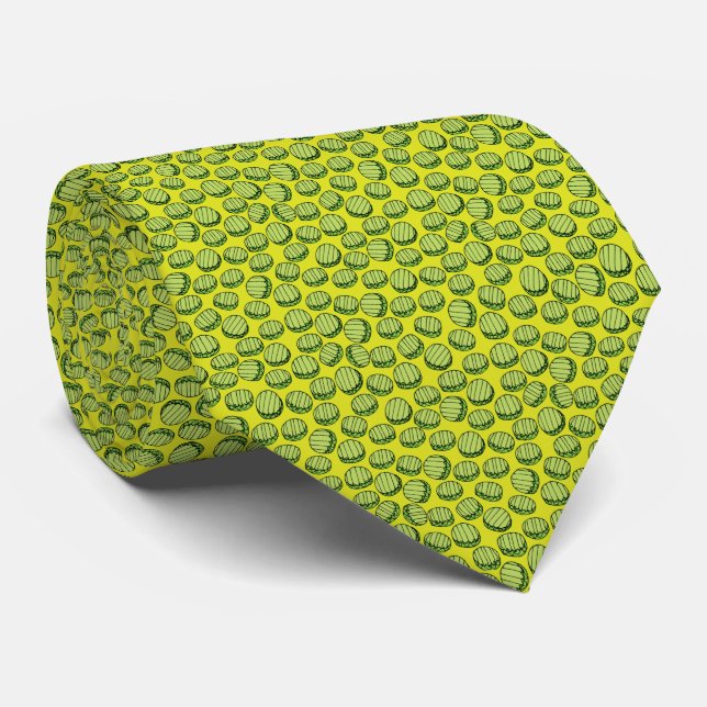 Funny Green Tiny Pickle Slices Pattern Novelty Krawatte (Gerollt)