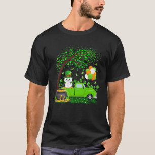 Funny Green Truck Kleeblatt Leaf Cat St Patricks D T-Shirt