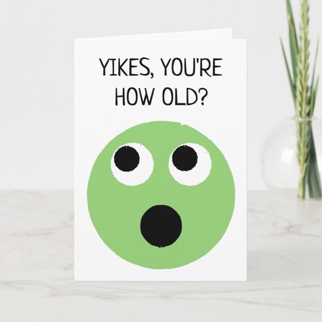 Funny Green überrascht Gesicht Emoji Geburtstag Karte (Vorderseite)