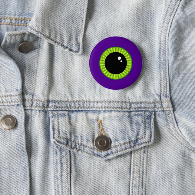 Funny Green und Lila Monster Eyeball Button (Beispiel)