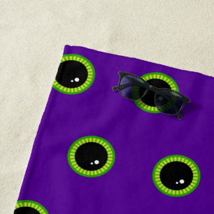 Funny Green und Lila Monster Eyes Strandtuch