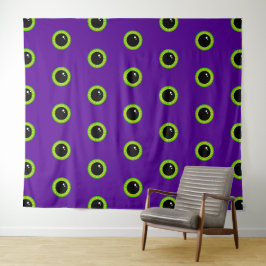 Funny Green und Lila Monster Eyes Wandteppich