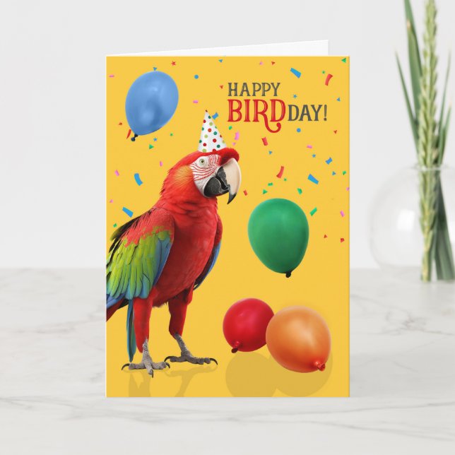 Funny Green Winged Macaw Parrot Birthday Karte (Vorderseite)