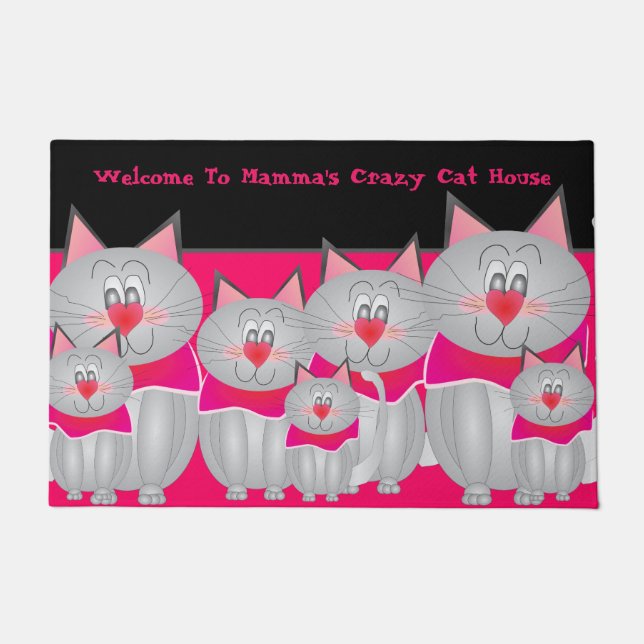 Funny Grey Kitty Cat Designed Front Fußmatte (Vorderseite)