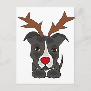 Funny Grey Pitbull Dog als Weihnachtsbaum Feiertagspostkarte