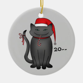 Funny Grey Weihnachtskitty Keramikornament