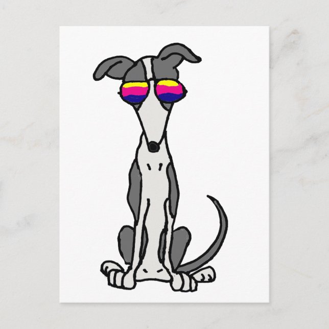 Funny Greyhound Hund in Sonnenbrille Postkarte (Vorderseite)
