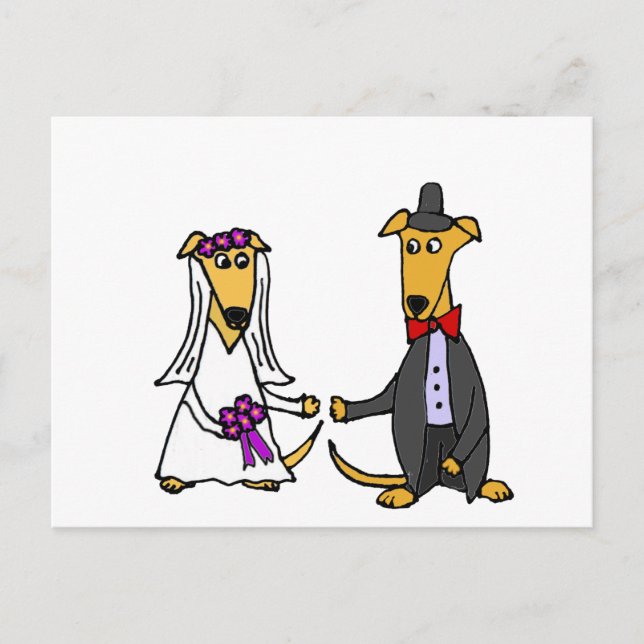 Funny Greyhound Hunde Brie and Groom Postkarte (Vorderseite)