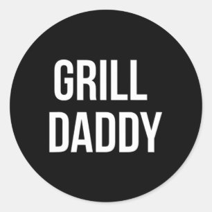 Funny Grill Daddy Grillen und Rauchen zum Vatertag Runder Aufkleber