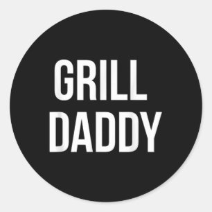 Funny Grill Daddy Grillen und Rauchen zum Vatertag Runder Aufkleber