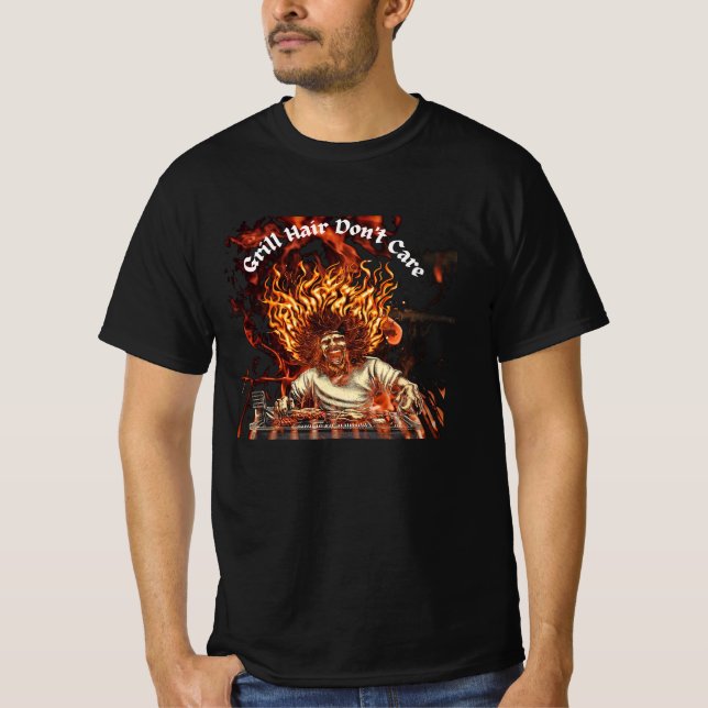 Funny Grill Hair kümmert sich nicht T-Shirt (Vorderseite)