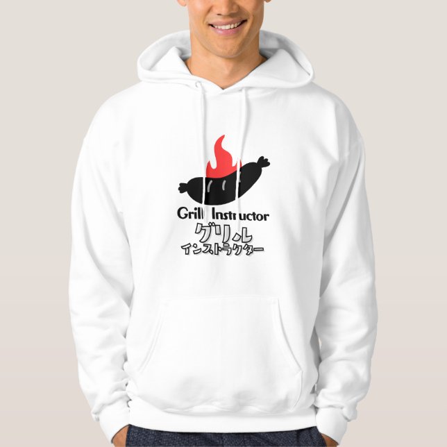 Funny Grill Instructor BBQ Sausage Bold Black Hoodie (Vorderseite)