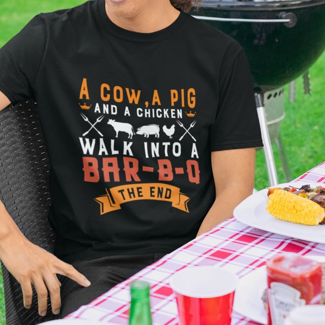 Funny GRILLEN A Kuh A Pig and A Chicken Grill T-Shirt (Von Creator hochgeladen)