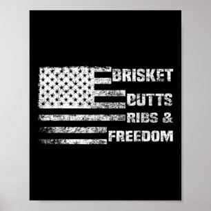 Funny Grillen, Brisket Hinterns Ribs And Freedom,  Poster