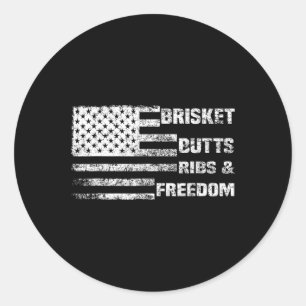 Funny Grillen Brisket Hinterns Ribs and Freedom Runder Aufkleber