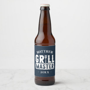 Funny GRILLEN Grill Master Personalisiert Barbecue Bierflaschenetikett
