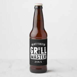 Funny GRILLEN Grill Master Personalisiert Barbecue Bierflaschenetikett