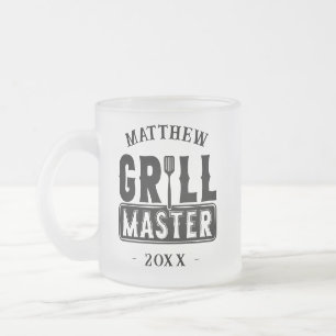 Funny GRILLEN Grill Master Personalisiert Barbecue Mattglastasse