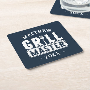 Funny GRILLEN Grill Master Personalisiert Barbecue Rechteckiger Pappuntersetzer