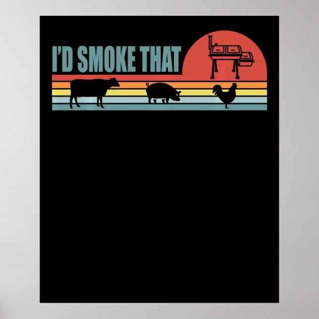 Funny GRILLEN Id raucht das barbeque Retro Poster (Vorne)