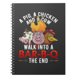 Funny GRILLEN Joke Pig Chicken Kuh Barbecue Spaß Notizblock