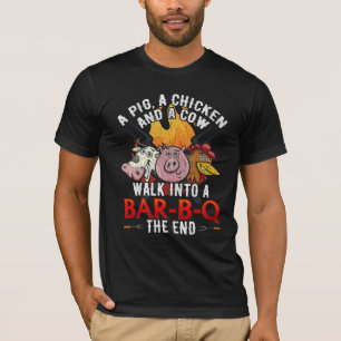 Funny GRILLEN Joke Pig Chicken Kuh Barbecue Spaß T-Shirt