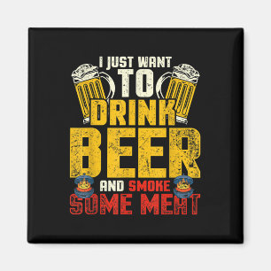 Funny Grillen Koch Beer trinken geräuchertes Fleis Magnet