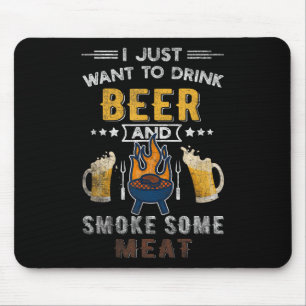 Funny Grillen Koch Bier Geräuchertes Fleisch Lover Mousepad
