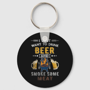 Funny Grillen Koch Bier Geräuchertes Fleisch Lover Schlüsselanhänger