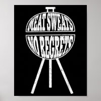 Funny Grillen Meat Sweat No Regrets Clic Holzkohle