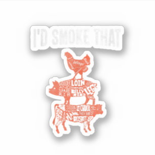 Funny Grillen Party Raucher Koch Kostüm ich rauche Aufkleber