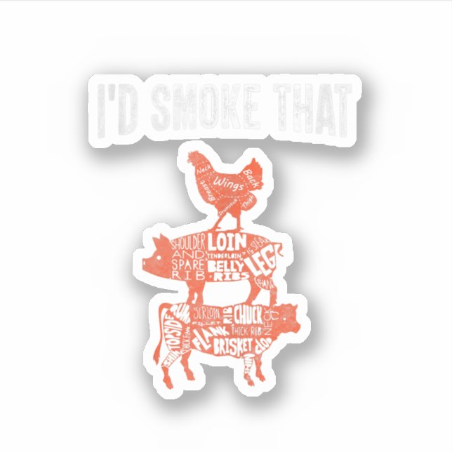 Funny Grillen Party Raucher Koch Kostüm ich rauche Aufkleber (Vorderseite)