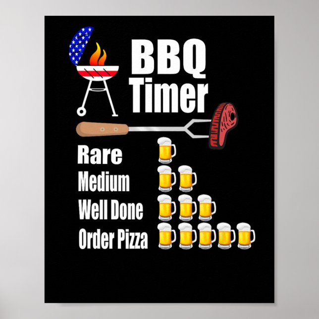 Funny Grillen Timer - Grill Grillgeschenk für Gril Poster (Vorne)