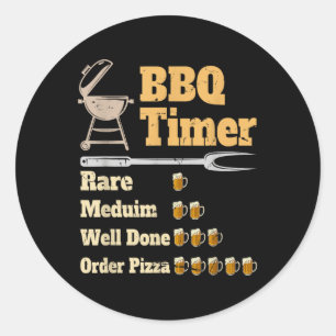 Funny Grillen Timer Grilling Runder Aufkleber