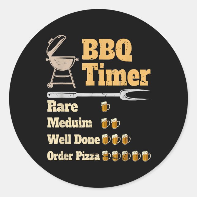 Funny Grillen Timer Grilling Runder Aufkleber (Vorderseite)